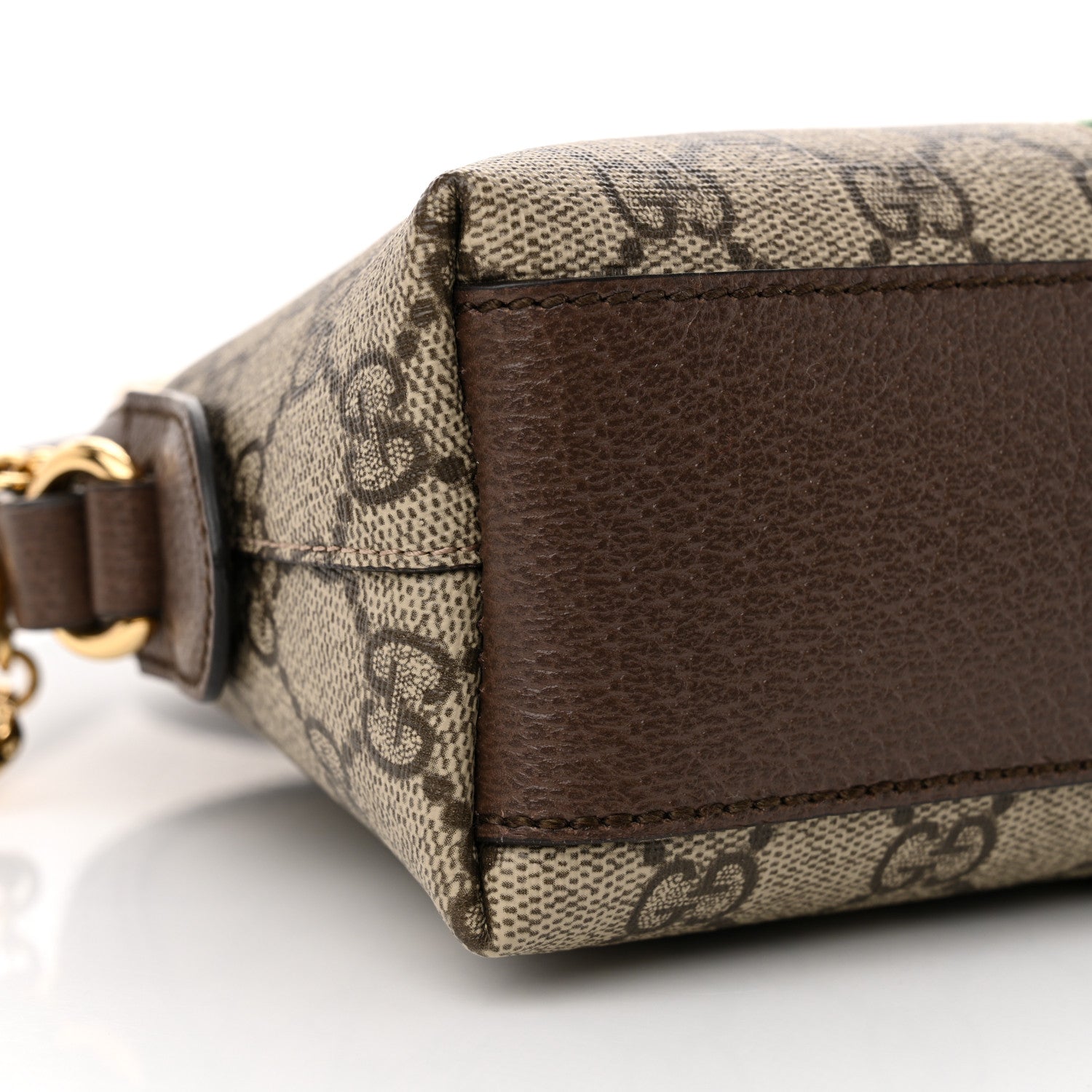 Gucci GG Supreme Monogram Textured Dollar Calfskin Web Small Ophidia Dome Shoulder Bag Beige Ebony New Acero 9 of 11