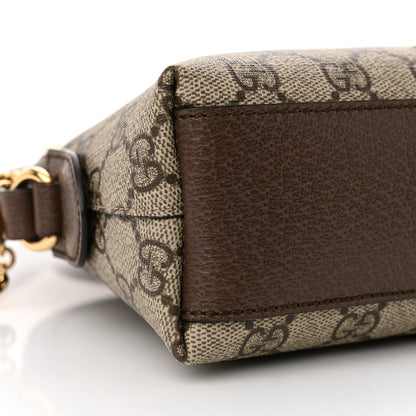 Gucci GG Supreme Monogram Textured Dollar Calfskin Web Small Ophidia Dome Shoulder Bag Beige Ebony New Acero 9 of 11