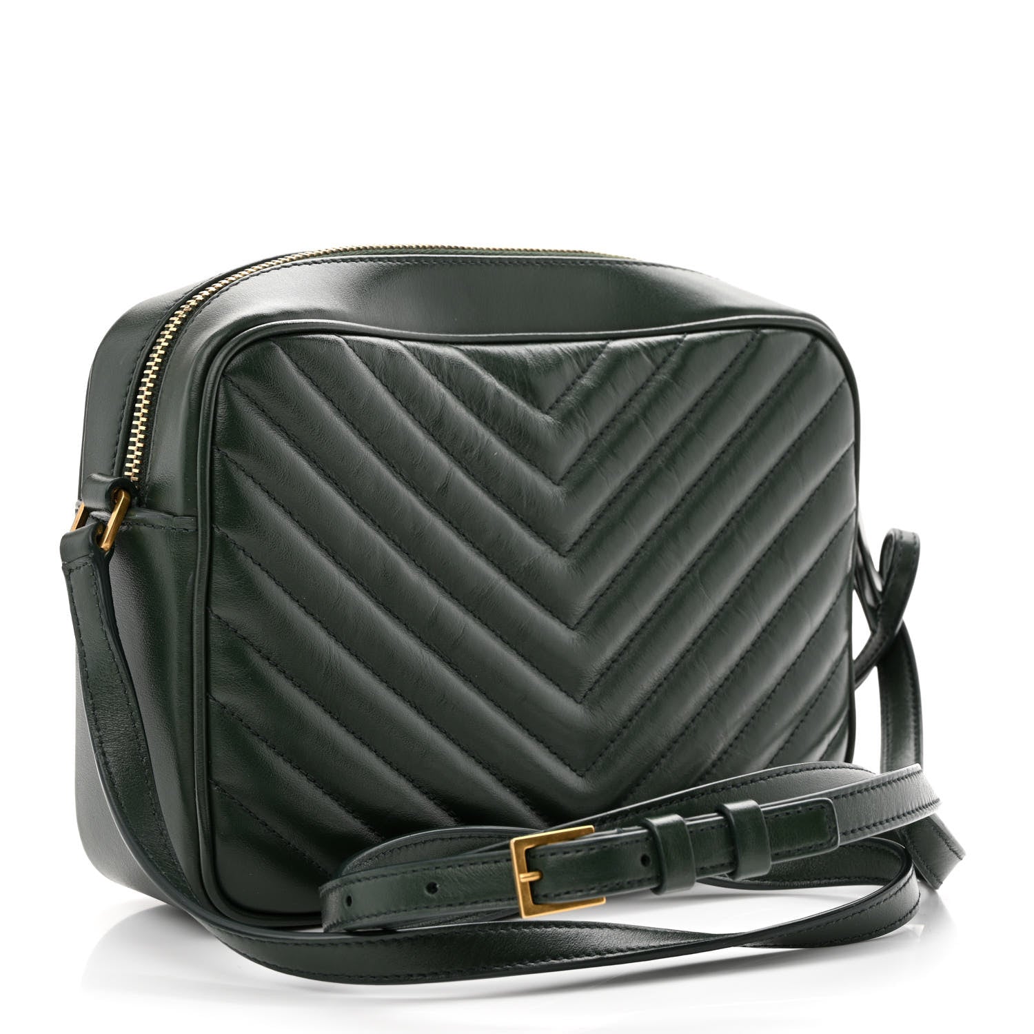 Saint Laurent Calfskin Matelasse Monogram Lou Camera Bag Military Green 3 of 11
