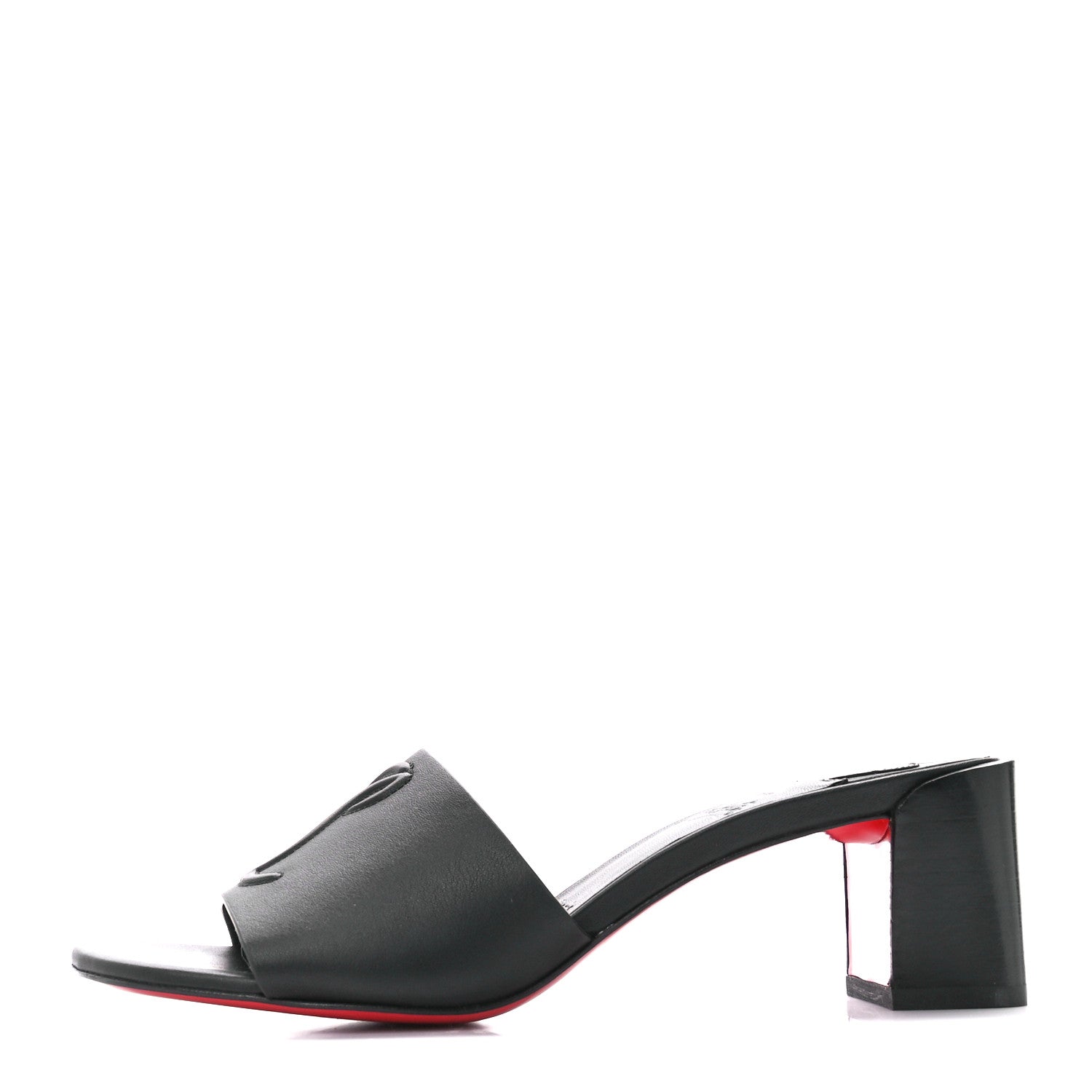 Christian Louboutin Calfskin Logo Embossed So CL 55 Mule 36.5 Black 1 of 8