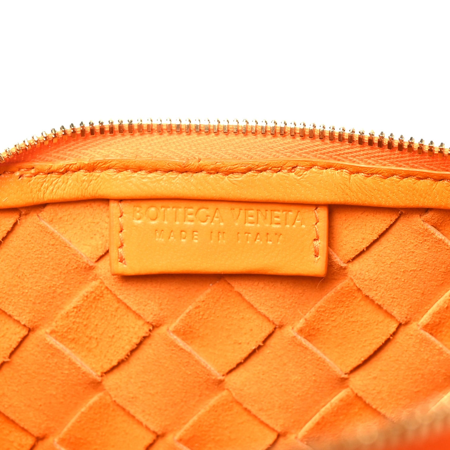 Nappa Intrecciato Pouch On Strap Tangerine