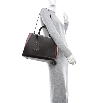 Fendi Vitello Elite Colorblock Regular 2Jours Tote Caffe Black Bordeaux Glicine 2 of 16
