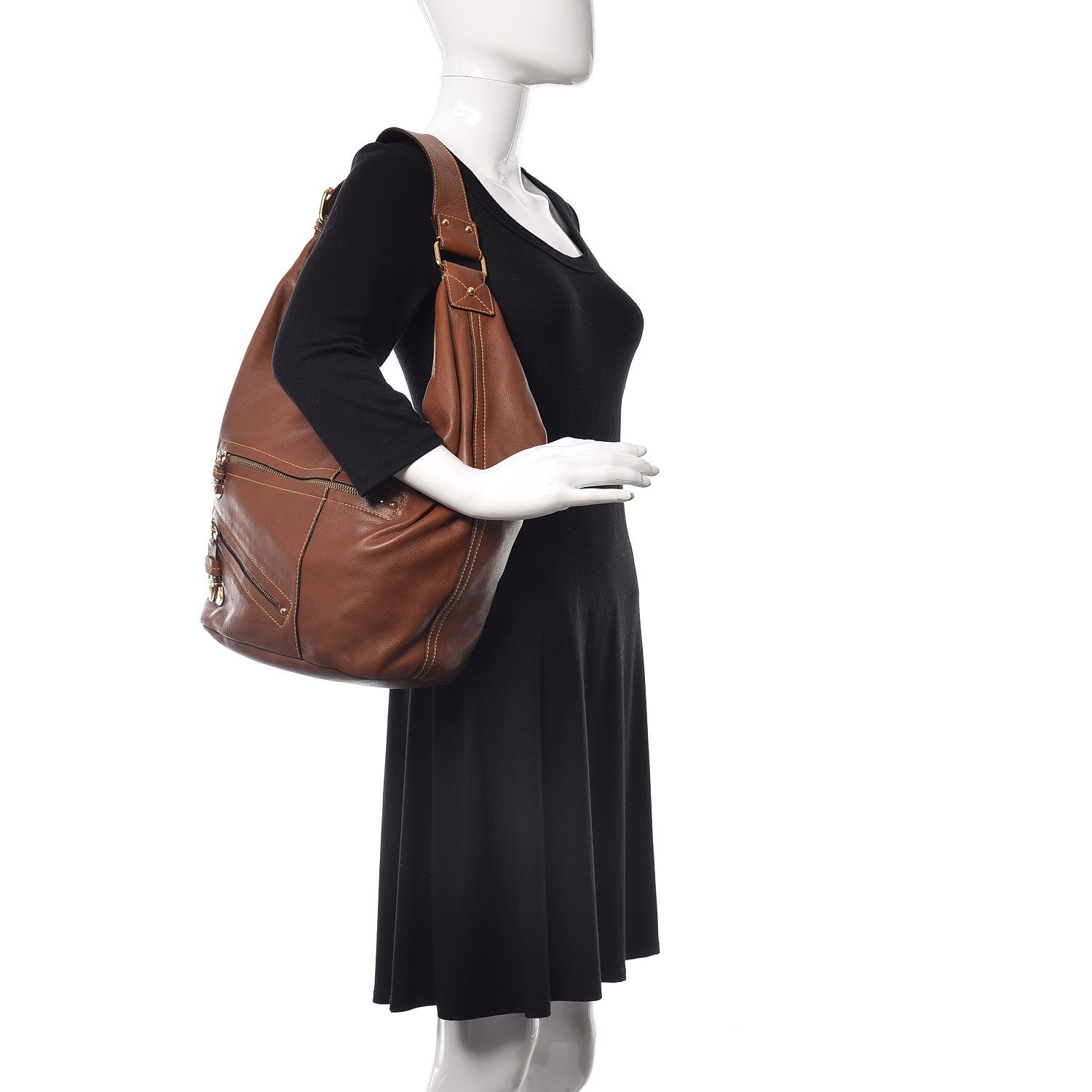 Marc Jacobs Calfskin Eggshell Hobo Cognac 2 of 9