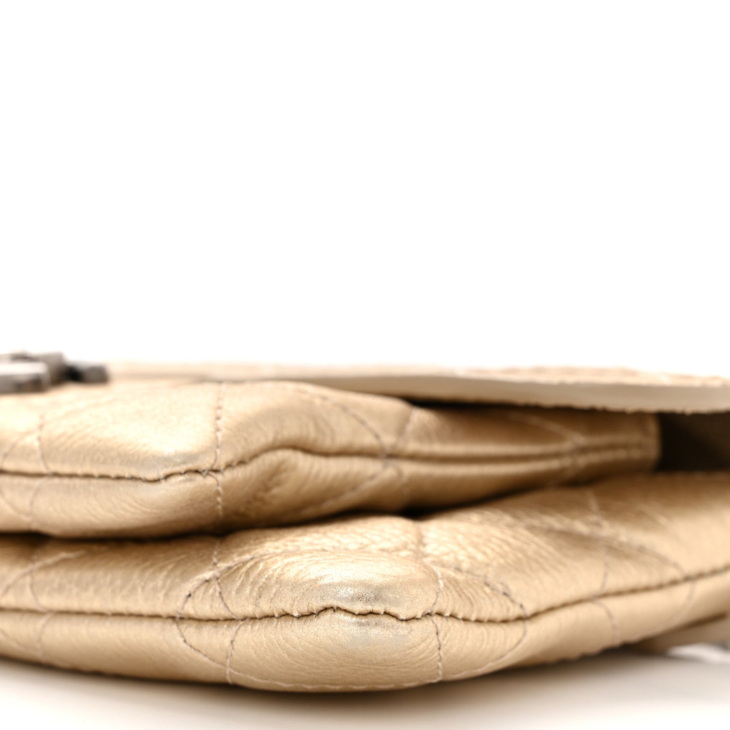 Chanel Metallic Calfskin Quilted Flap Clutch With Chain Light Gold 10 of 11