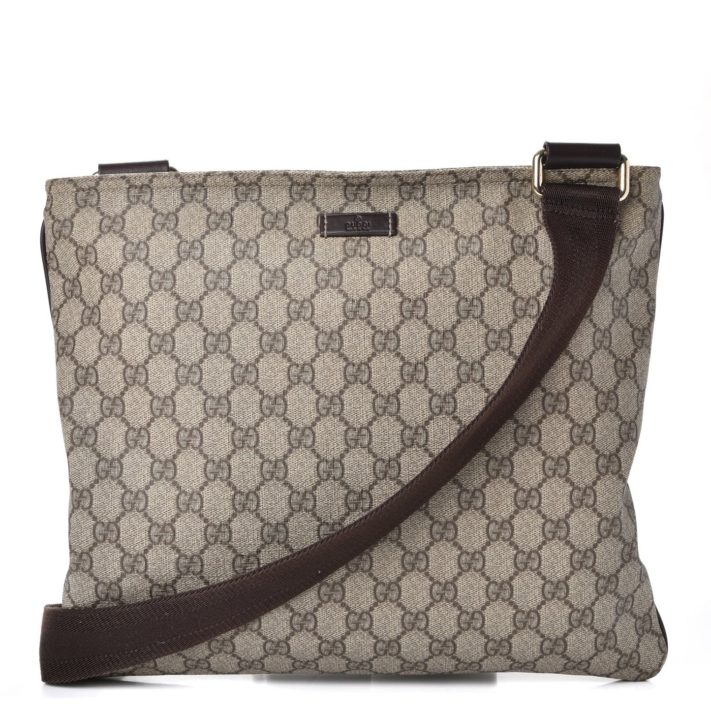 GG Supreme Monogram Medium Flat Messenger Bag Dark Brown