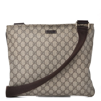 Gucci GG Supreme Monogram Medium Flat Messenger Bag Dark Brown 1 of 7