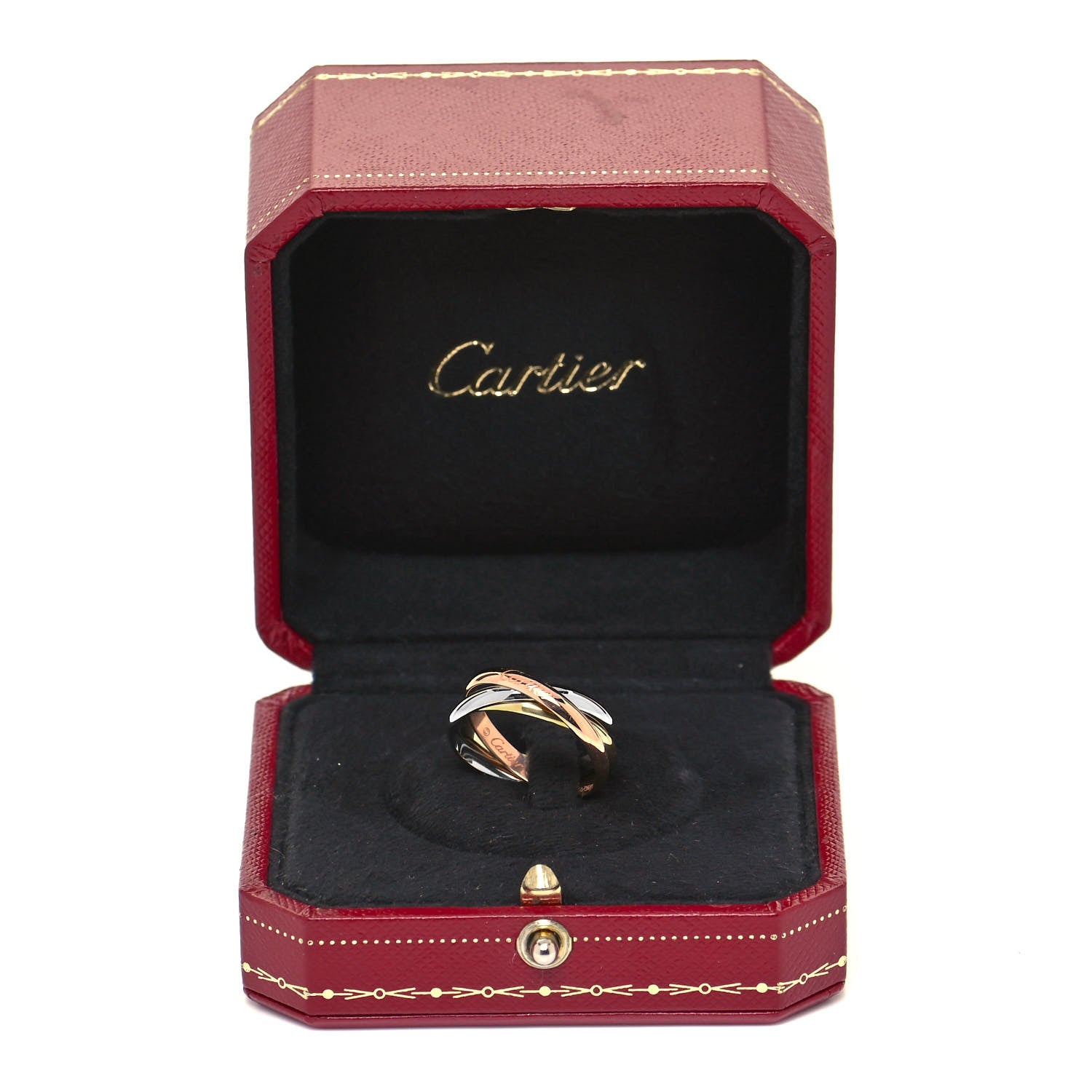 Cartier 18K Pink Yellow White Gold Small Trinity Ring 57 8 9 of 10