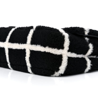 Chanel Shearling Lambskin Large Fluffy Tartan Single Flap Black White 9 of 10