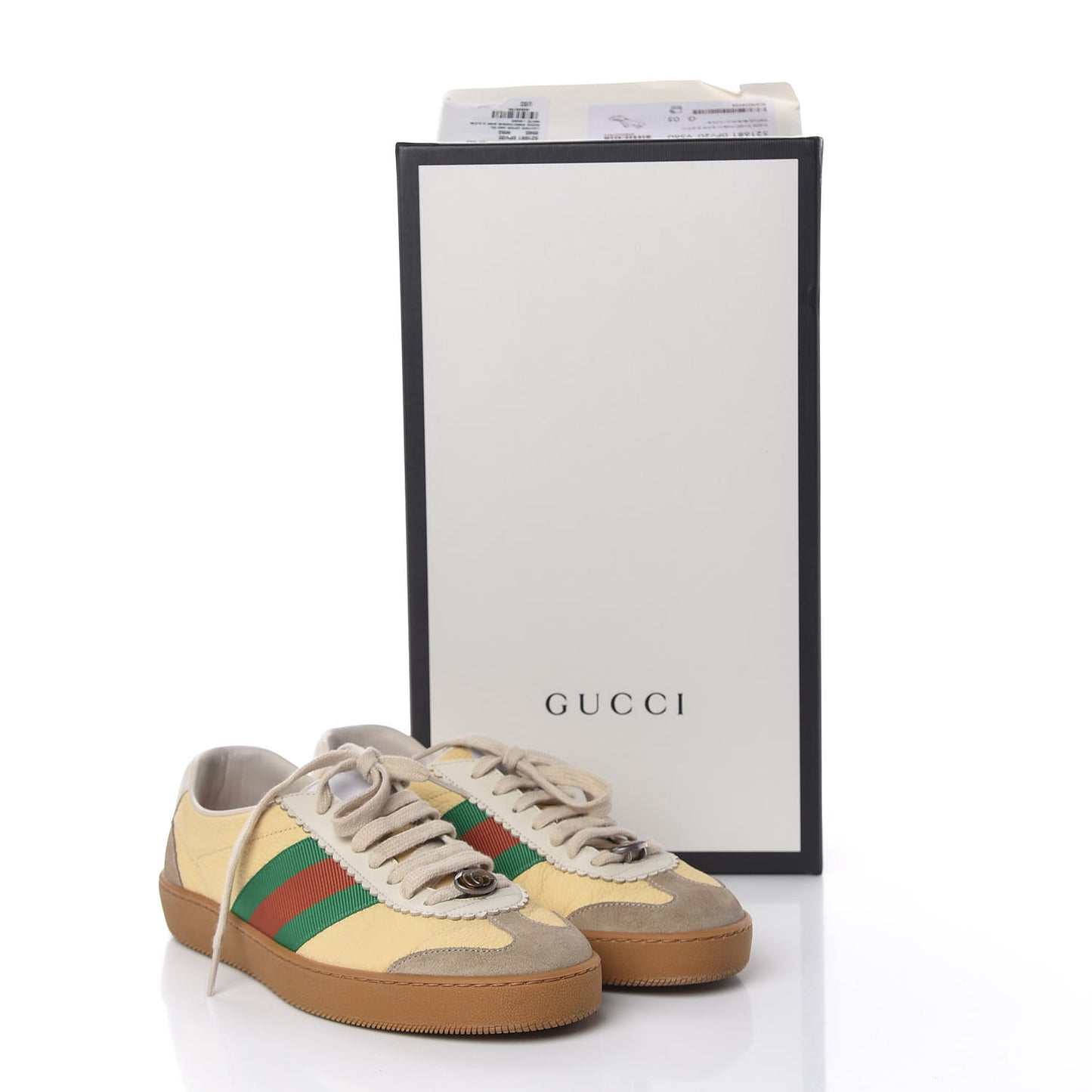 Calfskin Suede Web Mens G74 Sneakers 5 Oatmeal Burro New Mystic White