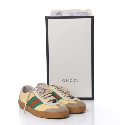 Gucci Calfskin Suede Web Mens G74 Sneakers 5 Oatmeal Burro New Mystic White 14 of 14