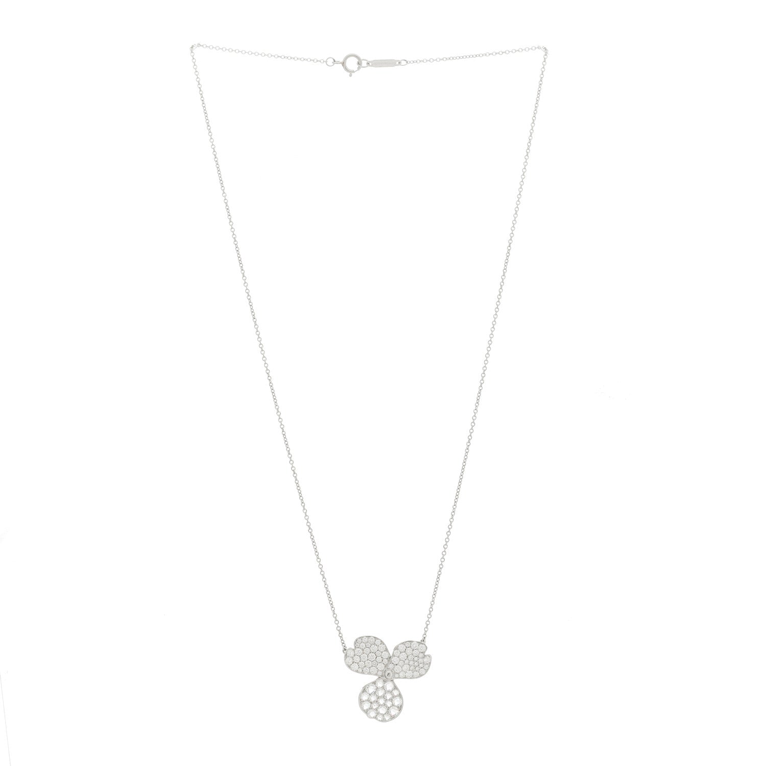 Tiffany Platinum Diamond Large Paper Flowers Pave Pendant Necklace 3 of 6