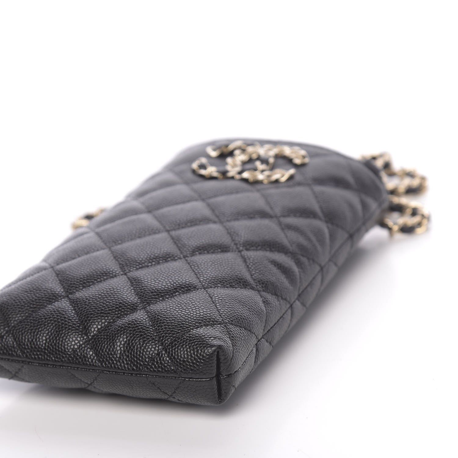 Chanel Caviar Quilted French New Wave Phone Holder With Chain Black 17 of 20
