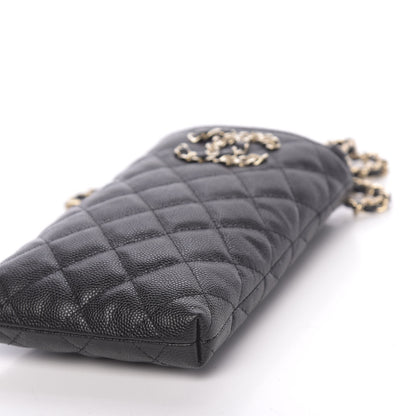 Chanel Caviar Quilted French New Wave Phone Holder With Chain Black 17 of 20