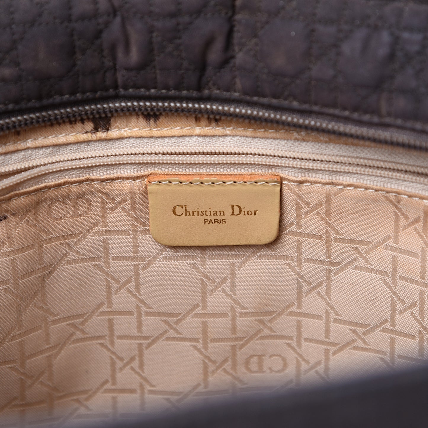 Nylon Cannage Large Lady Dior Tote Brown