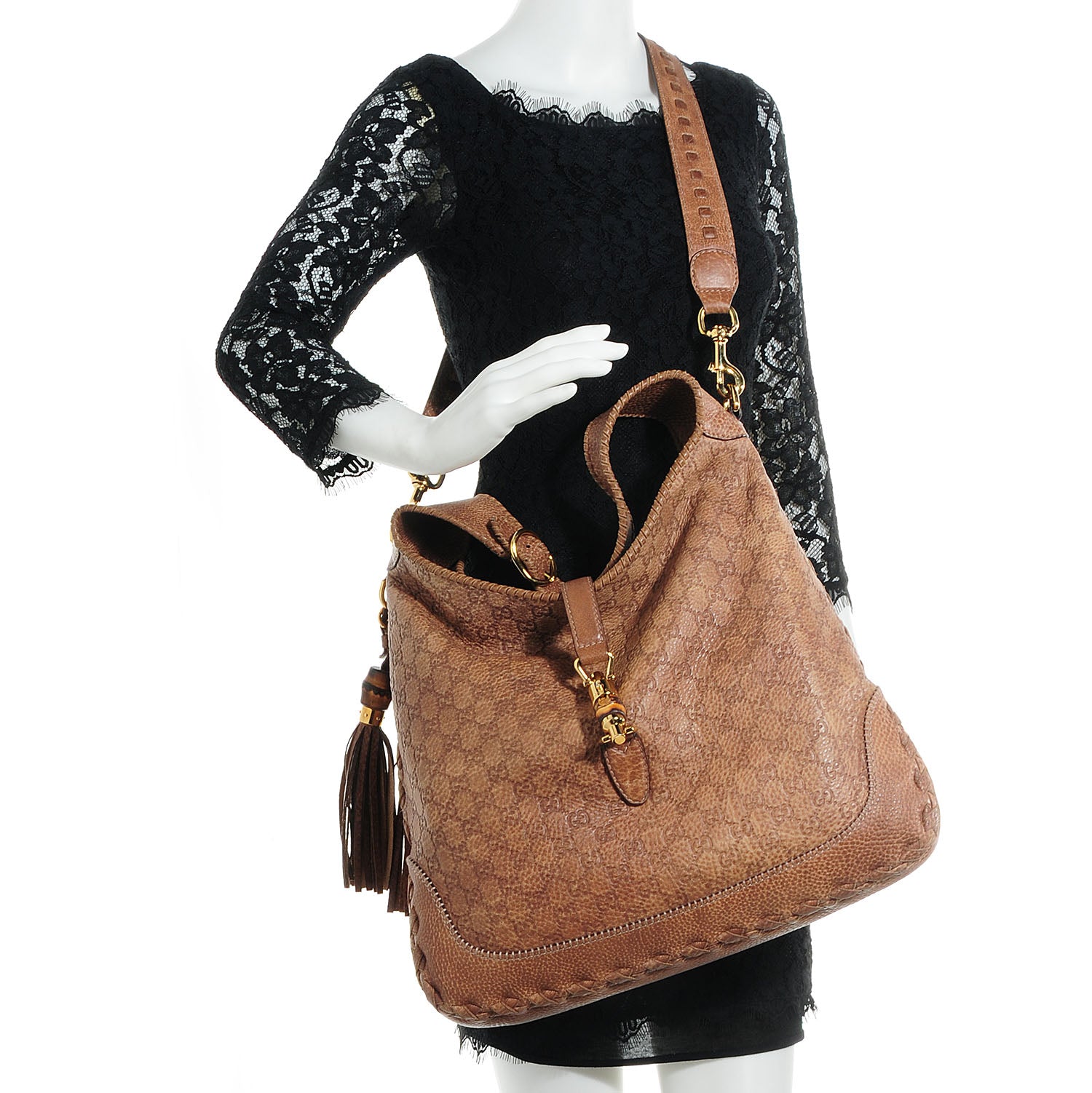 Gucci Guccissima Large New Jackie Shoulder Bag Natural Brown 2 of 7