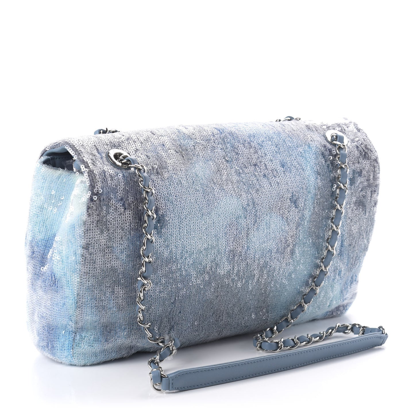 Sequin Large Waterfall Flap Light Blue