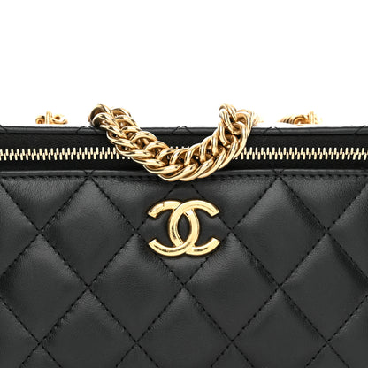 Chanel Lambskin Enamel Quilted Logo Small Vanity Case With Chain Black 8 of 11