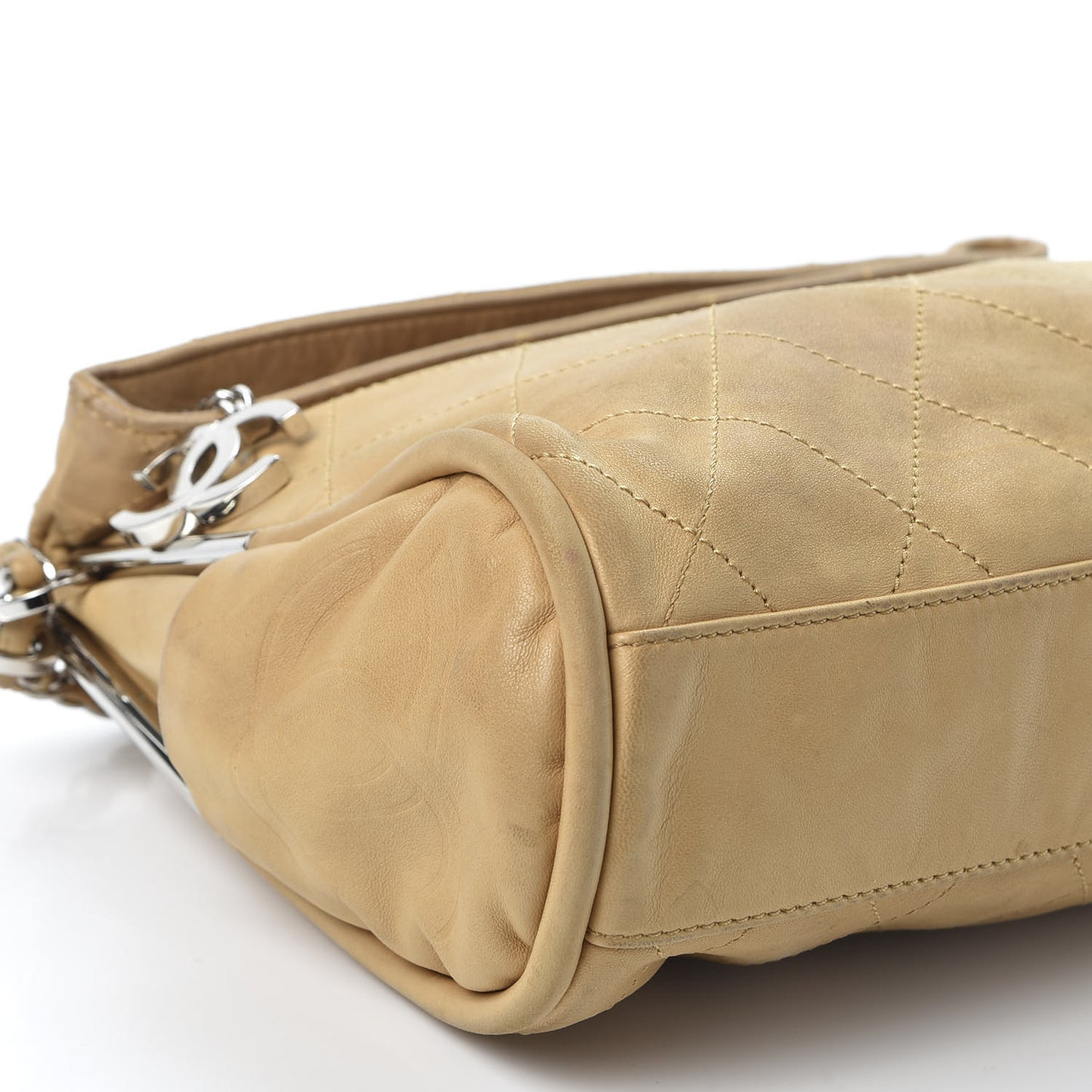 Lambskin Stitched Medium Ultimate Soft Tote Beige