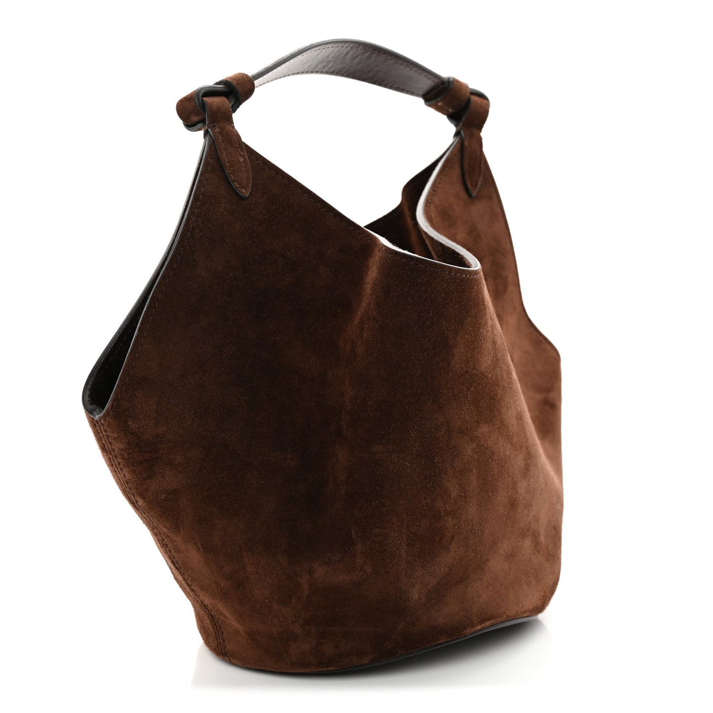 Suede Calfskin Mini Lotus Tote Coffee