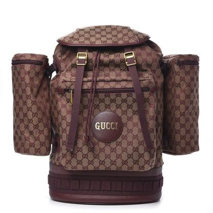 Gucci GG Monogram Script Logo Large Double Pocket Backpack Sahara Rubino Bordeaux 1 of 10