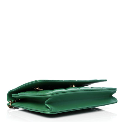 Chanel Lambskin Quilted Wallet On Chain WOC Green 3 of 10