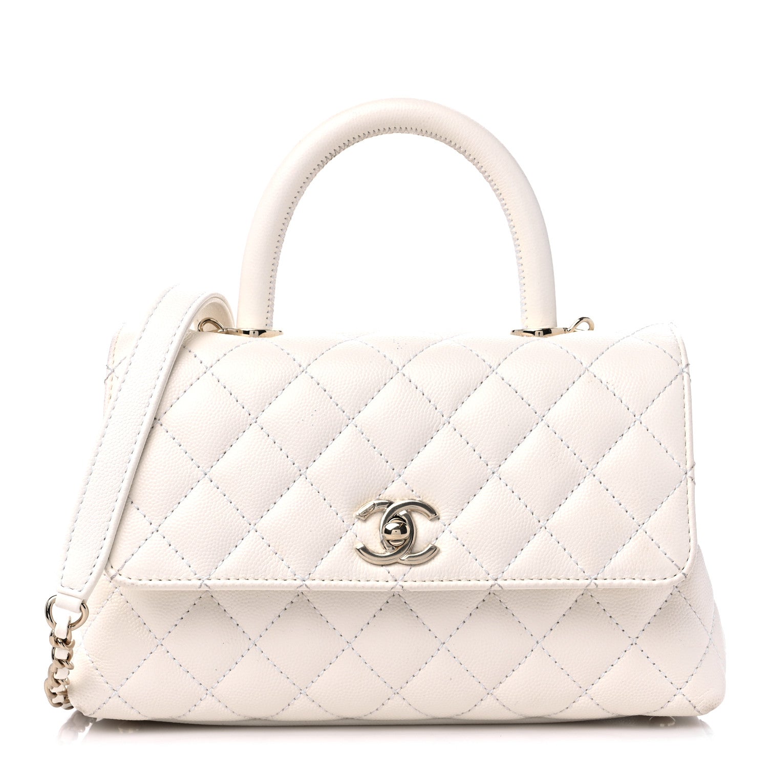 Chanel Caviar Quilted Mini Coco Handle Flap White 1 of 10
