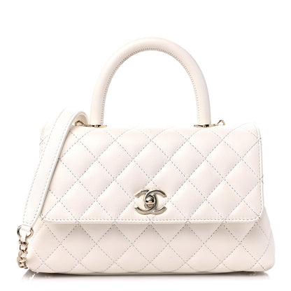 Chanel Caviar Quilted Mini Coco Handle Flap White 1 of 10