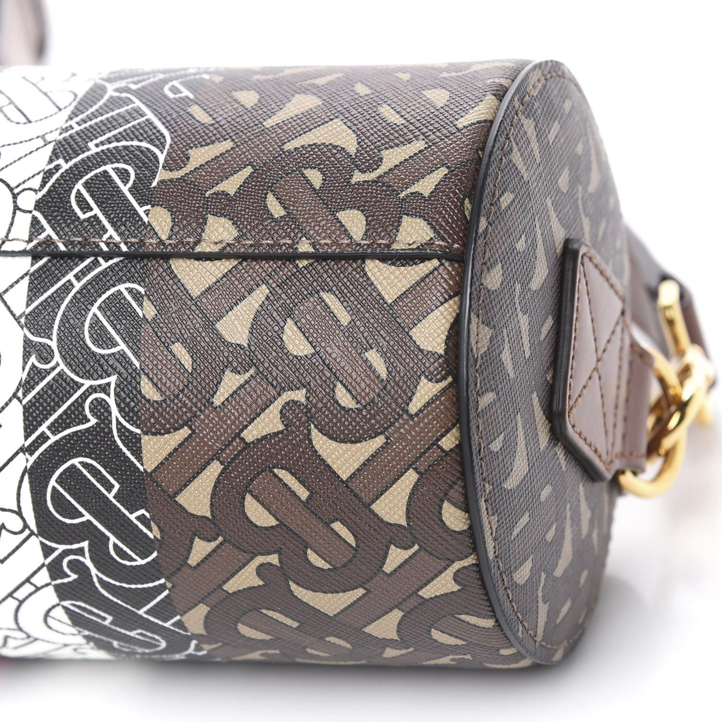 E-Canvas Monogram Stripe The Barrel Bag Bridle Brown