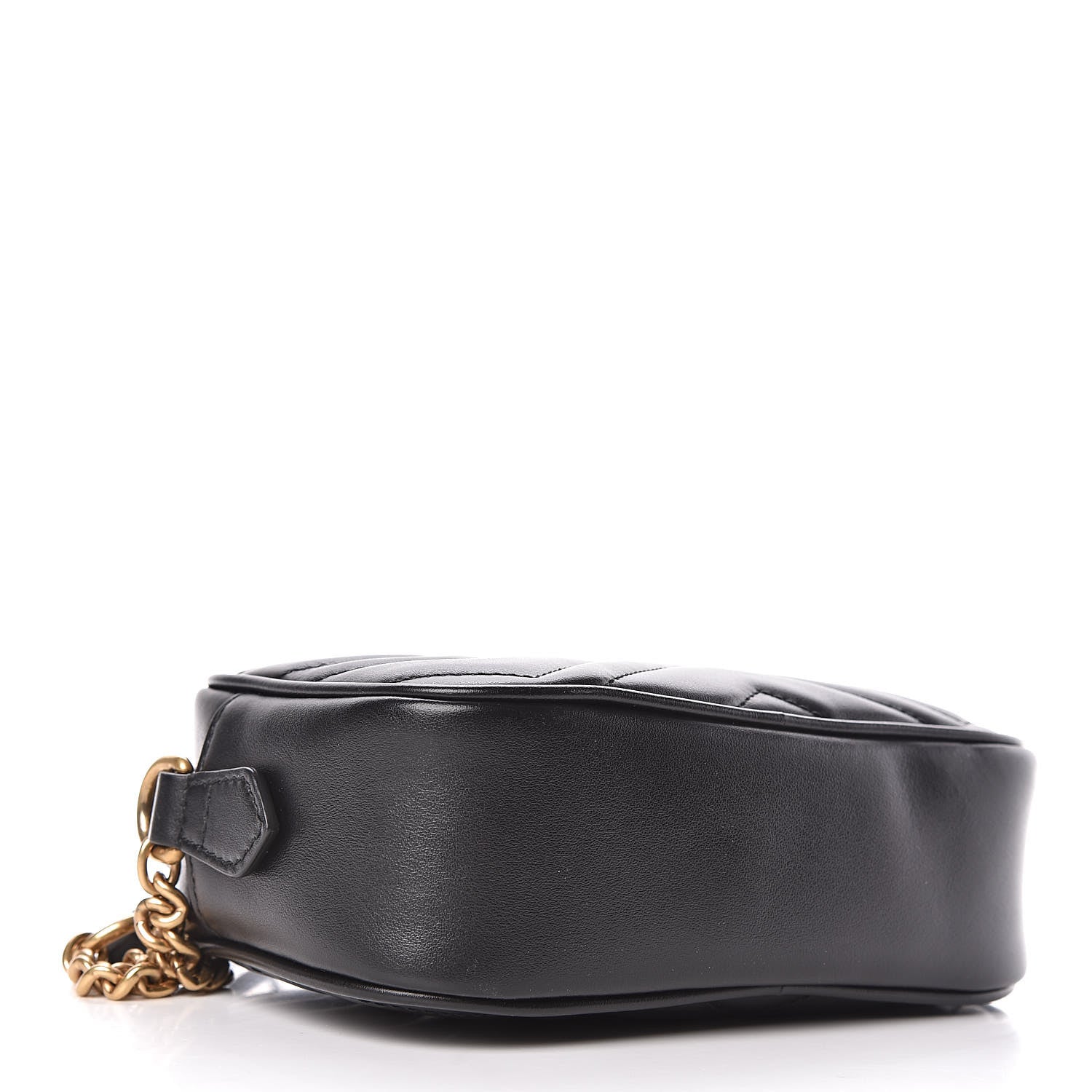 Gucci Calfskin Matelasse Mini GG Marmont Chain Shoulder Bag Black 4 of 10