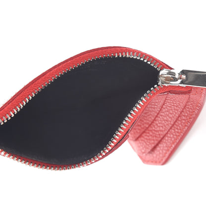 Saint Laurent Grained Calfskin 5 Fragments Zip Pouch Card Holder New Red 5 of 7