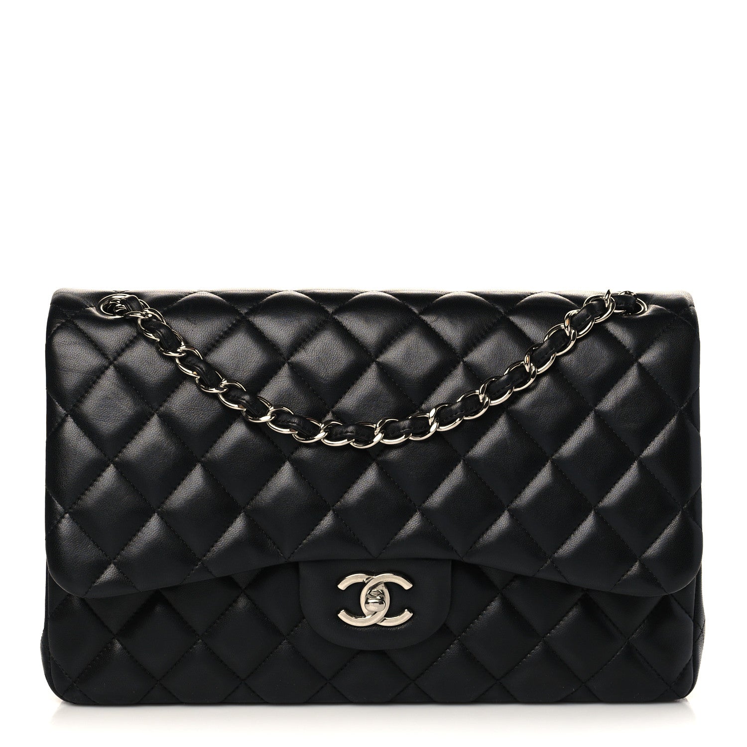 Chanel Lambskin Quilted Jumbo Double Flap Black 1 of 9