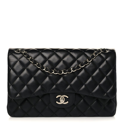 Chanel Lambskin Quilted Jumbo Double Flap Black 1 of 9