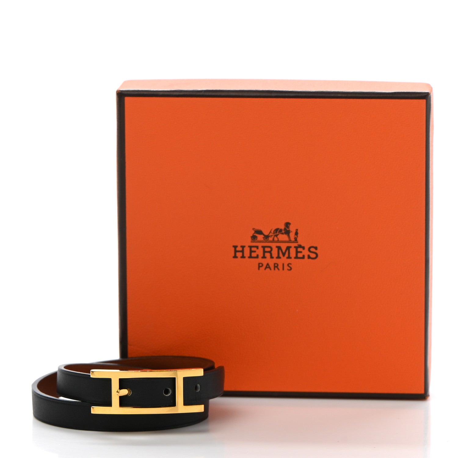 Hermes Chamonix Behapi Double Tour Bracelet T1 Black Fauve 9 of 9
