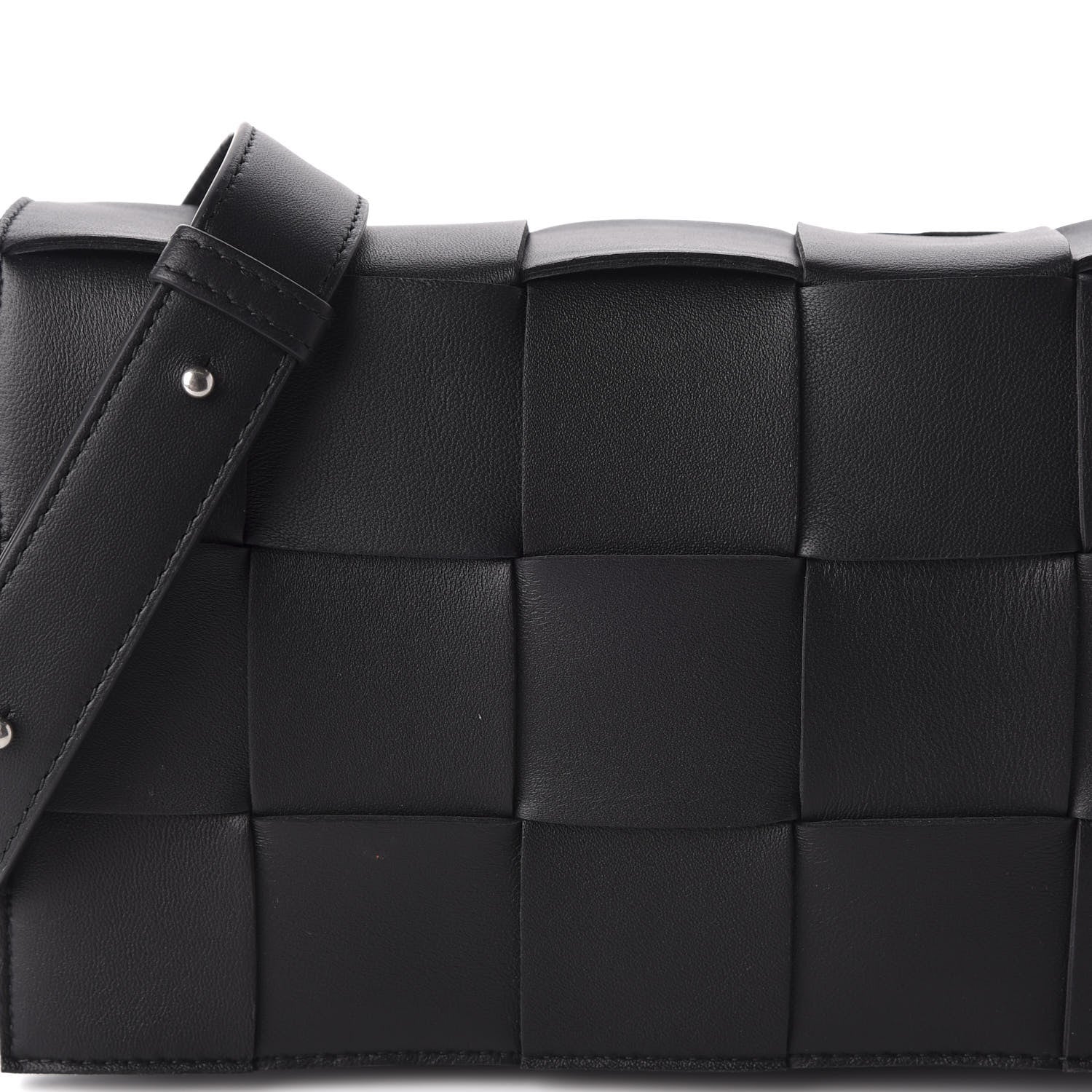 Bottega Veneta Lambskin Maxi Intrecciato Cassette Crossbody Bag Black 10 of 14