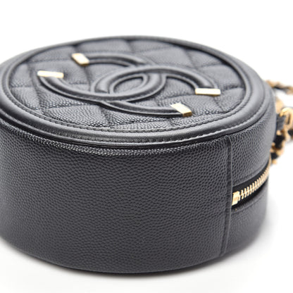 Chanel Caviar Quilted Round Filigree Crossbody Black 9 of 10