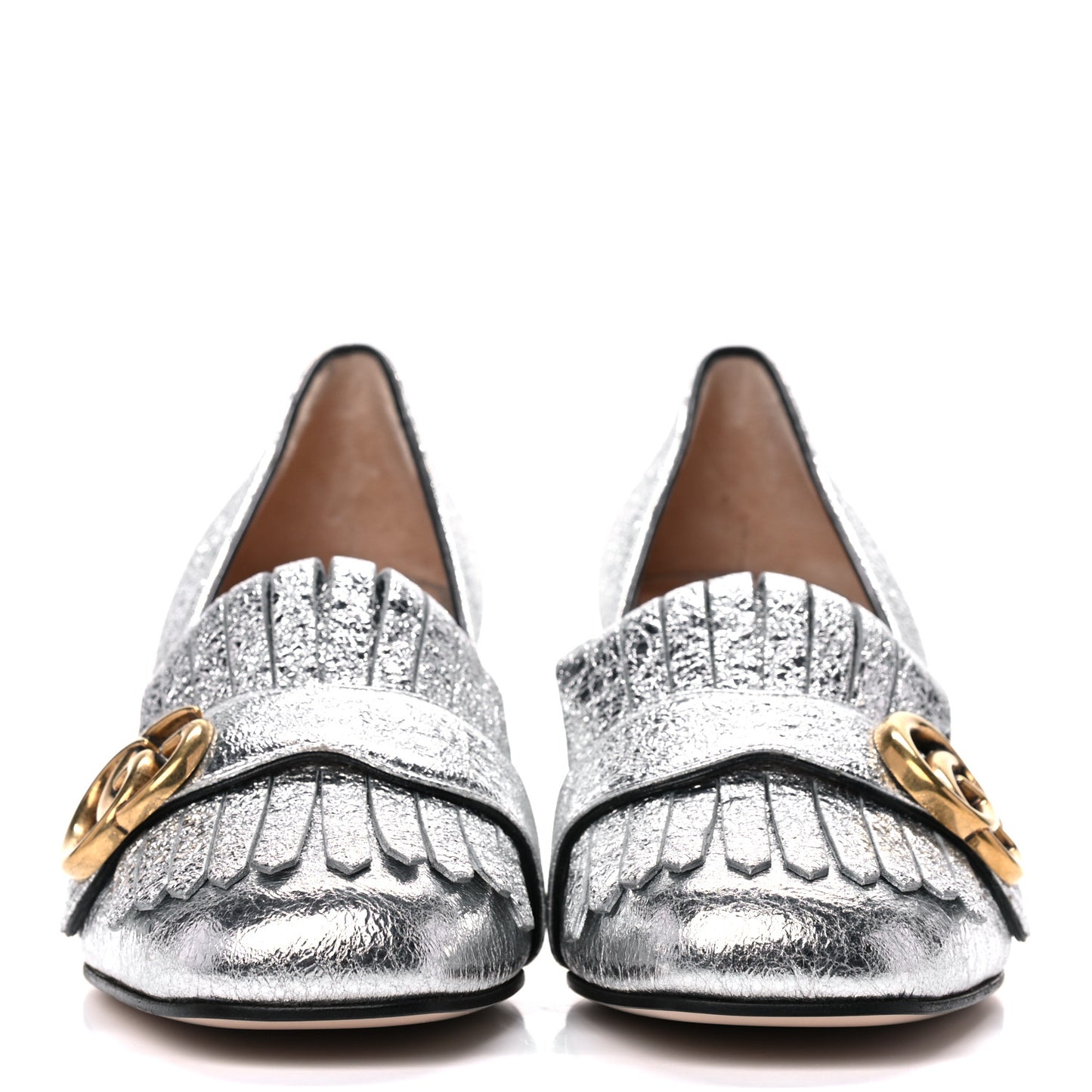 Galassia GG Marmont Fringe 50mm Loafer Pumps 37 Argento