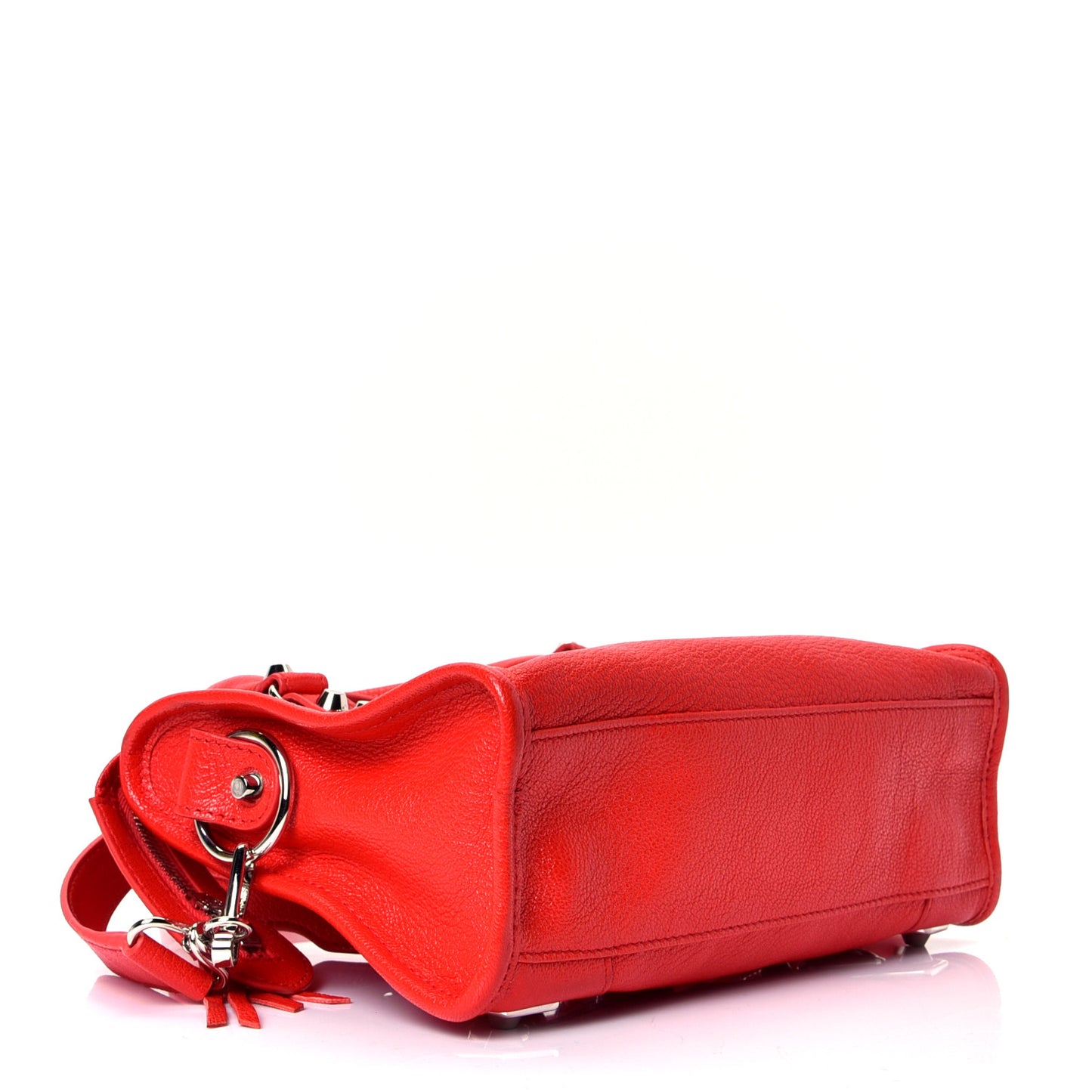 Chevre Silver Metallic Edge Hardware Mini City Rouge Grenade
