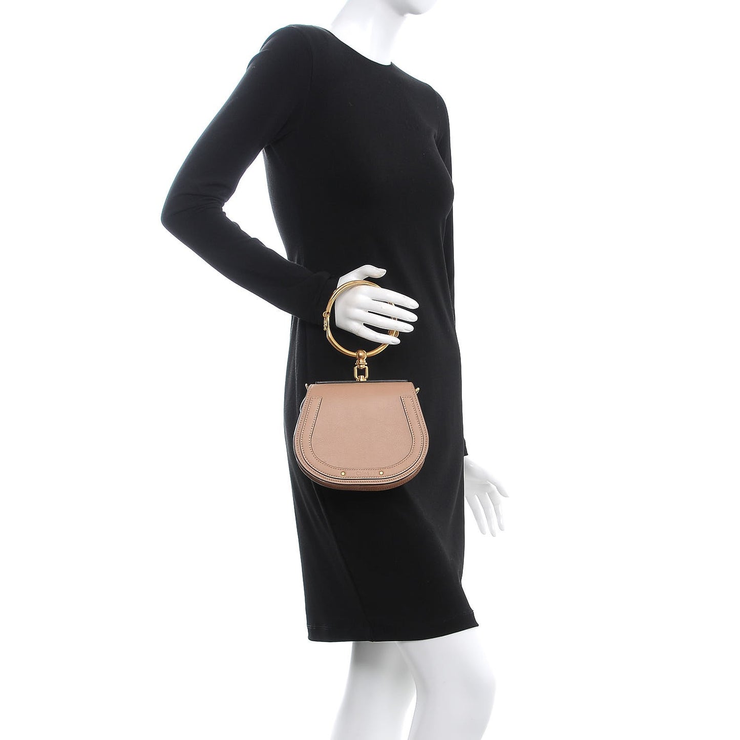 Calfskin Suede Small Nile Bracelet Bag Biscotti Beige