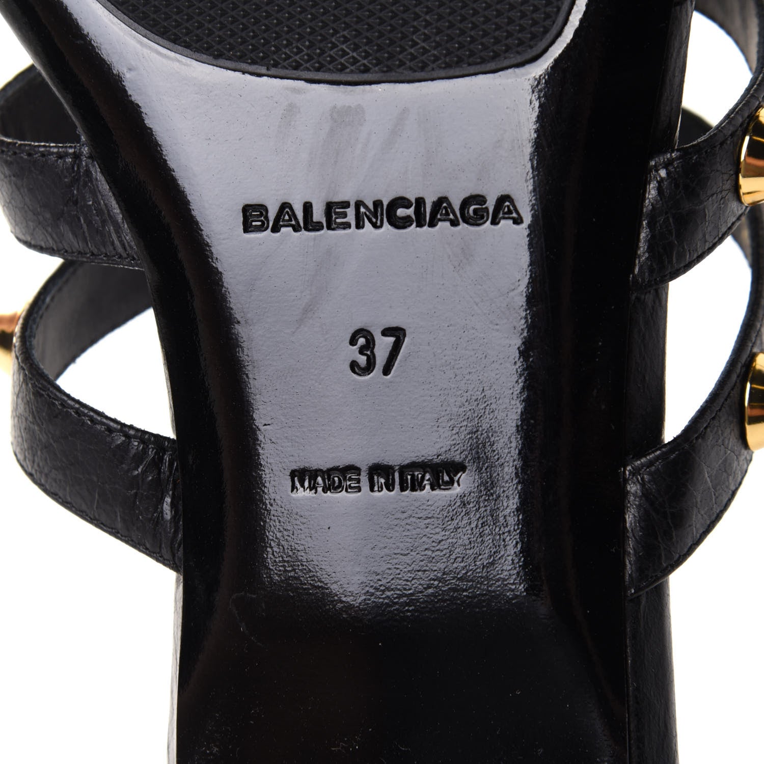 Balenciaga Agneau Lambskin Giant Gold Hardware Flat Sandals 37 Black 8 of 10
