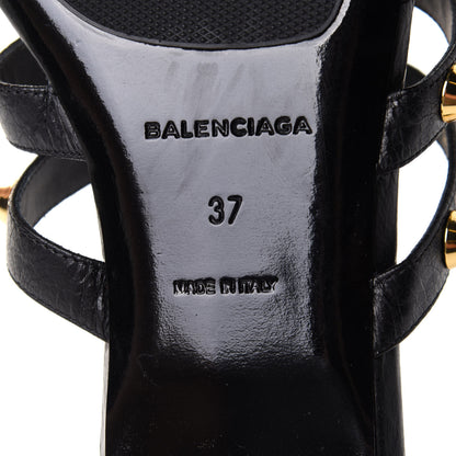 Balenciaga Agneau Lambskin Giant Gold Hardware Flat Sandals 37 Black 8 of 10
