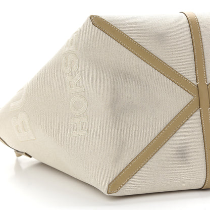 Burberry Cotton Canvas Mini Logo Horseferry Tote Bag Off White 9 of 11