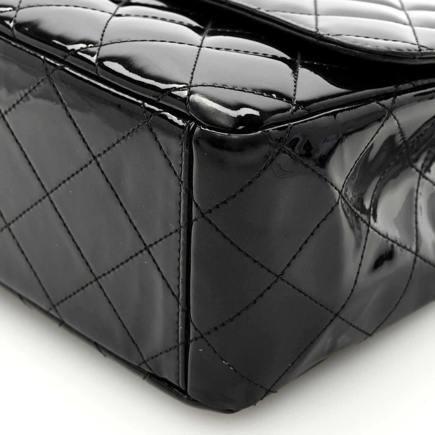 Patent Quilted Maxi Single Flap Black