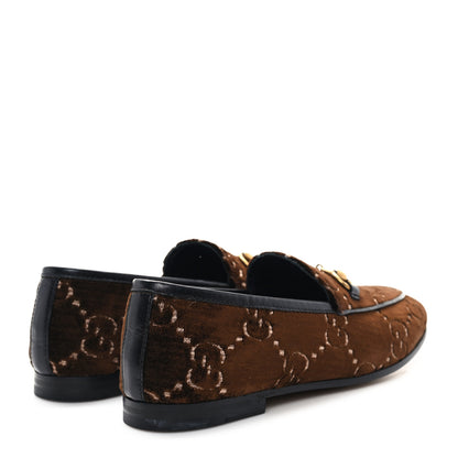 Gucci Velvet GG Monogram Horsebit Womens Jordaan Loafers 35.5 Brown Black 5 of 10