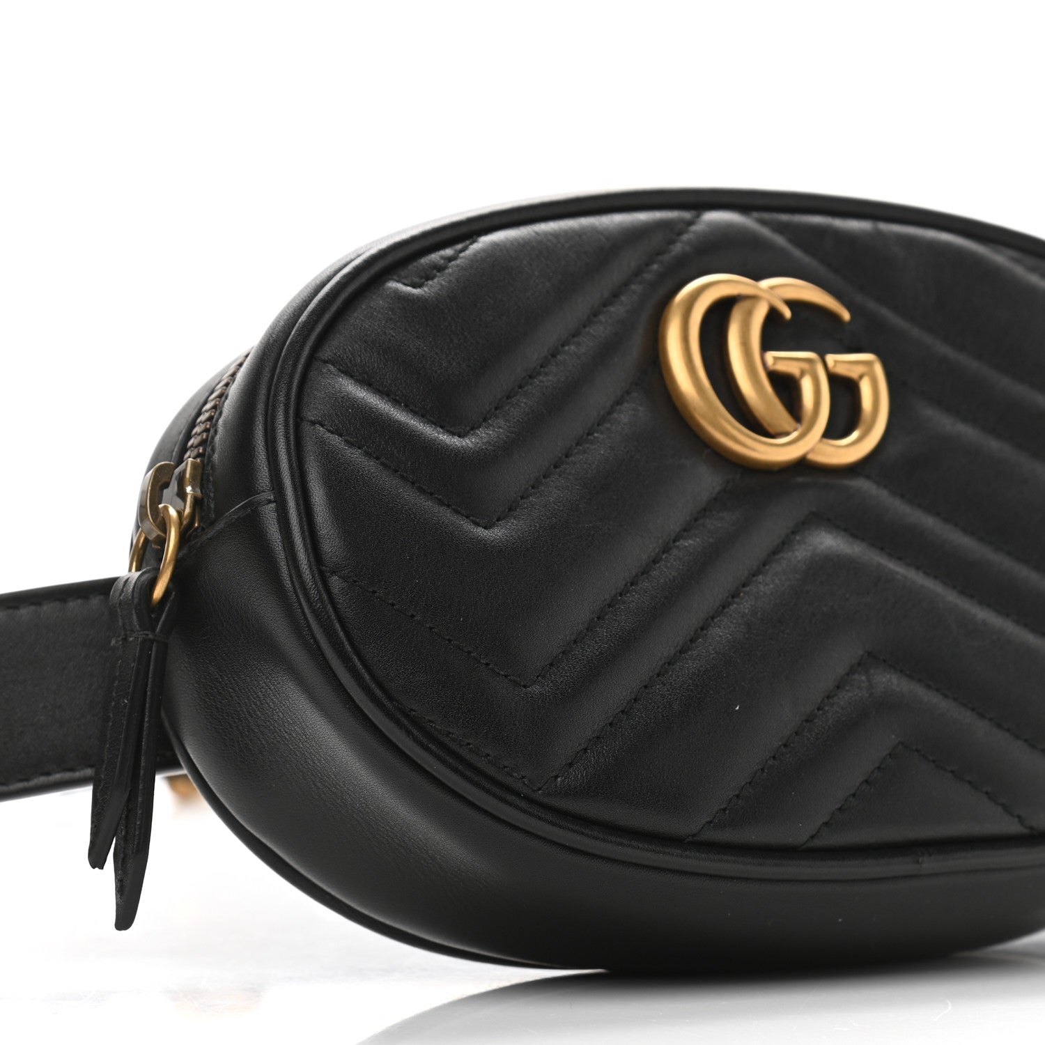 Gucci Calfskin Matelasse GG Marmont Belt Bag 95 38 Black 10 of 12