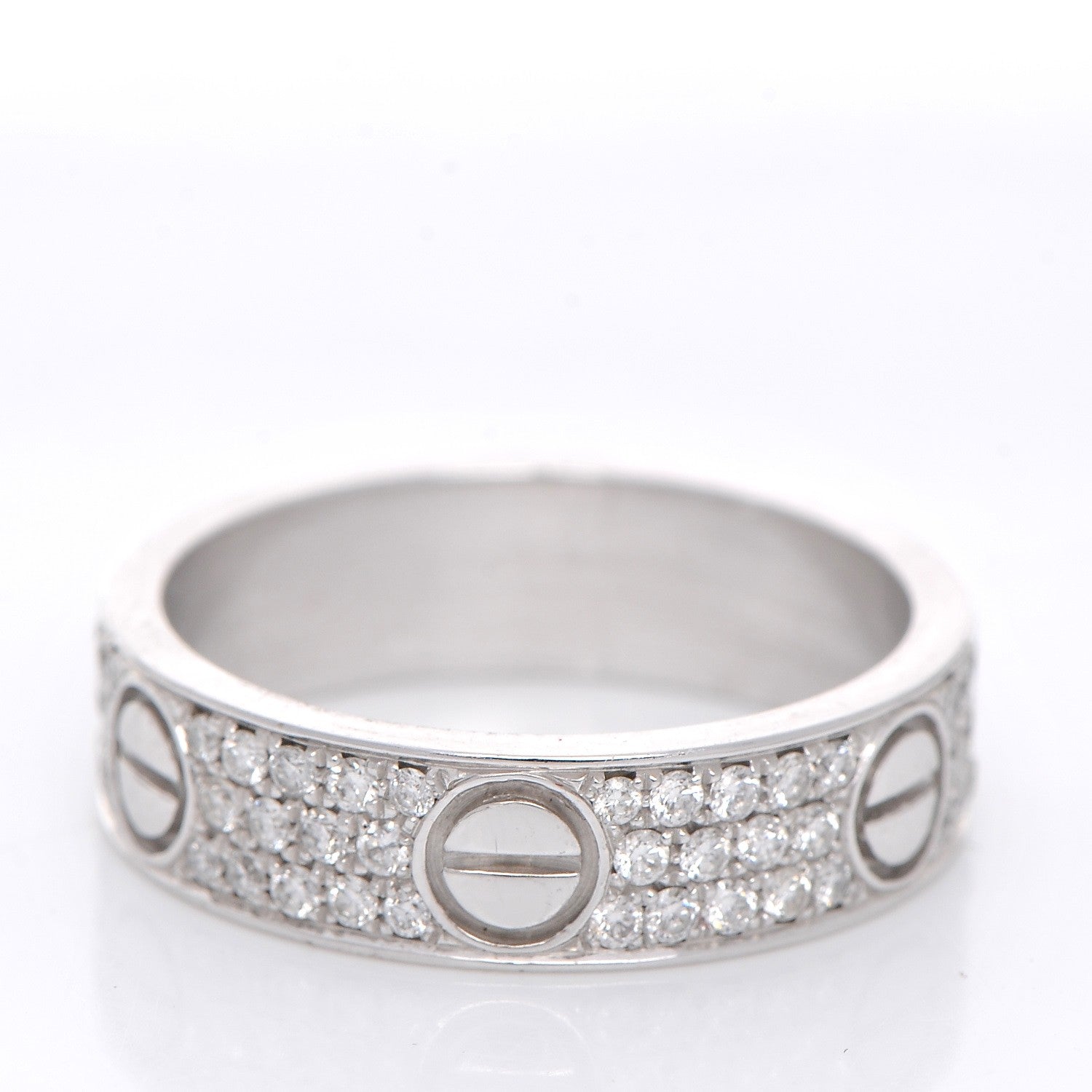Cartier 18K White Gold Diamond 5.5mm LOVE Wedding Paved Band Ring 56 7.5 4 of 6