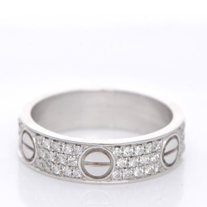 Cartier 18K White Gold Diamond 5.5mm LOVE Wedding Paved Band Ring 56 7.5 4 of 6
