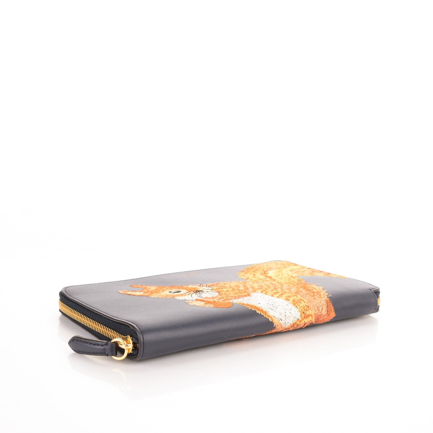 Mulberry Smooth Calf Squirrel Embroidered Zip Around Clutch Wallet Navy 4 of 7