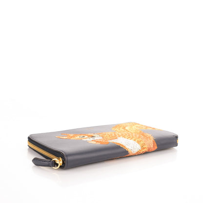 Mulberry Smooth Calf Squirrel Embroidered Zip Around Clutch Wallet Navy 4 of 7