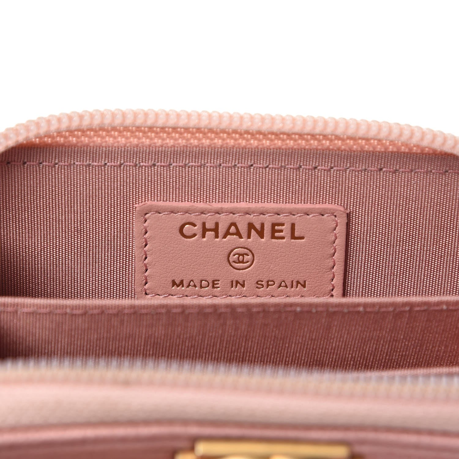 Chanel Caviar Quilted Boy Zip Around Coin Purse Wallet Pink 6 of 8