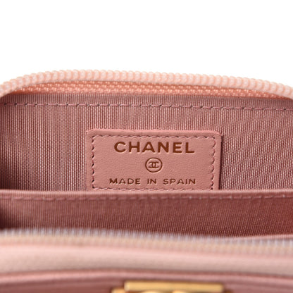 Chanel Caviar Quilted Boy Zip Around Coin Purse Wallet Pink 6 of 8